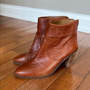 Lucky Brand Nycott Brown Leather Heeled Ankle Booties - 10